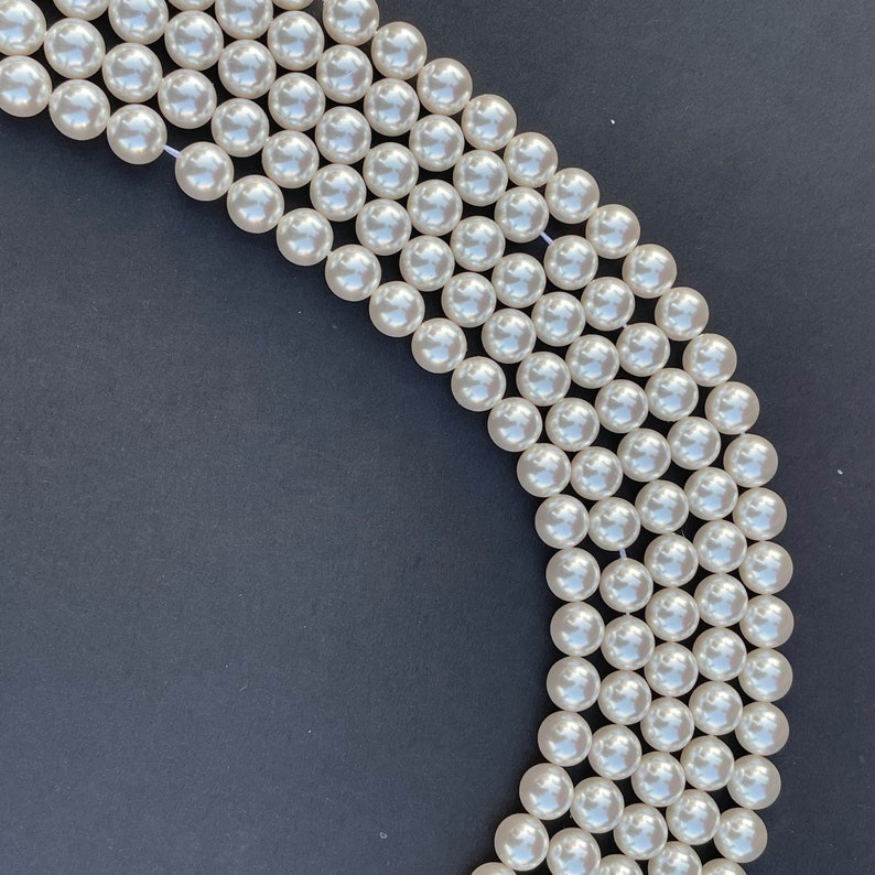 Crystal White 001 650 Genuine Swarovski 5810 Pearls Round Glass Beads jewelry making 2mm, 3mm, 4mm, 5mm, 6mm, 8mm, 10mm, 12mm zdjęcie 5