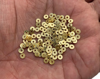 Gold Heishi Disc Spacer Beads, Flat Round Jewelry Making Supplies
