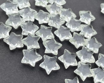 Natural Crystal Quartz Star Shape Beads, 10mm Faceted Gemstone for Jewelry Making