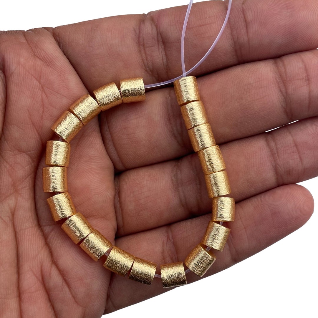 6x6mm 32 Pcs Gold Cylinder Beads Gold Spacer Beads Brushed Gold Plated
