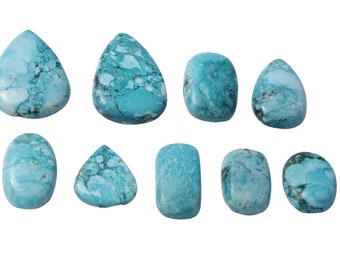 9 pcs Natural Turquoise Cabochon lot- Turquoise gemstone - Turquoise jewelry _ Turquoise Ring_ Turquoise for jewelry making