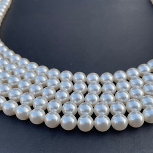 Crystal White (001 650) Genuine Swarovski 5810 Pearls Round Glass Beads jewelry making | 2mm, 3mm, 4mm, 5mm, 6mm, 8mm, 10mm, 12mm