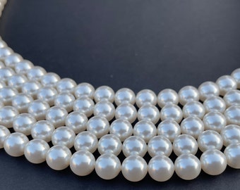 Crystal White (001 650) Genuine Swarovski 5810 Pearls Round Glass Beads jewelry making | 2mm, 3mm, 4mm, 5mm, 6mm, 8mm, 10mm, 12mm