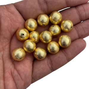 12mm, 14mm Gold Spacer Perlen, gebürstete Perlen, Runde Vergoldete Perlen zur Schmuckherstellung, Halskette und Armbandherstellung Spacer Kugeln Perlen