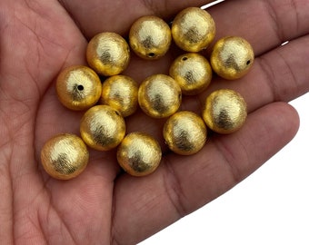 12mm, 14mm Gold Spacer Beads, brushed beads, Round Gold Plated beads for jewelry making, Necklace and Bracelet making spacer balls bead