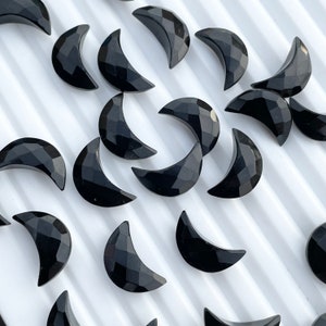 Black Onyx Moon Shape Briolette , Crescent Moon Beads , Crescent Jewelry , Crescent moon gemstone , Natural Carving Briolette 7X16mm