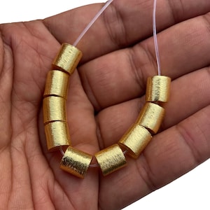 8X10mm 20 pcs Gold Cylinder Beads - gold spacer beads - brushed Gold plated drum beads for jewelry making - Barrel Beads SKU- CC068