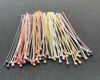 Brass Ball Head Pins, 2.5 Inch 21 Gauge Gold Headpins Supplies