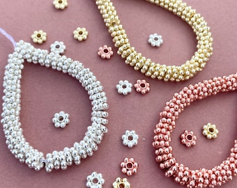 Cuentas espaciadoras con textura de flores, cuentas de margarita de cobre, suministros para la fabricación de joyas.
