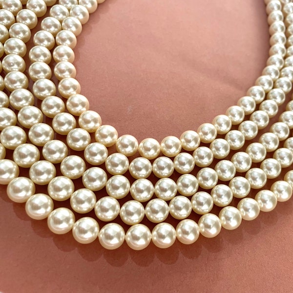 Crystal Cream Pearl (001 620) Genuine Swarovski 5810 Pearls Round Glass Beads jewelry making | 2mm, 3mm, 4mm, 5mm, 6mm, 8mm, 10mm, 12mm