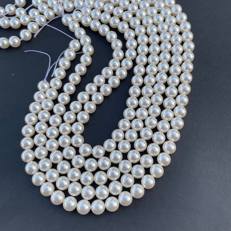 Crystal White 001 650 Genuine Swarovski 5810 Pearls Round Glass Beads jewelry making 2mm, 3mm, 4mm, 5mm, 6mm, 8mm, 10mm, 12mm zdjęcie 1