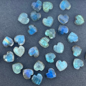Natural Labradorite Heart Shape Briolettes Beads 10mm Hand Carved Faceted Gemstone Loose Carving Gemstones Jewelry Making Beads