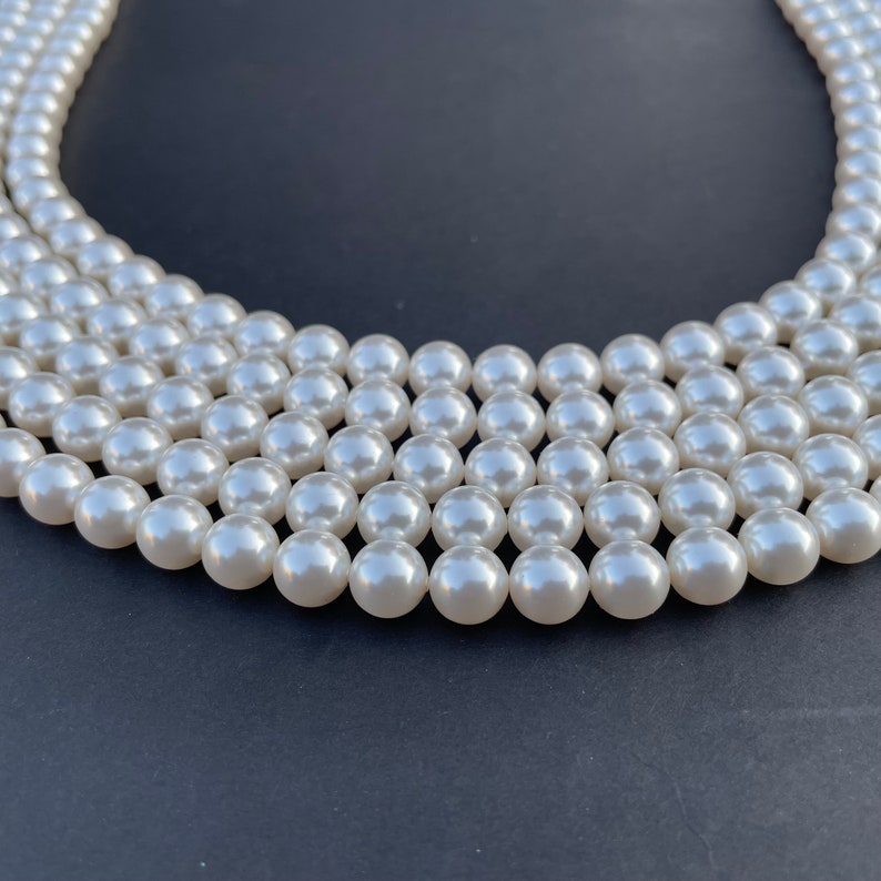 Crystal White 001 650 Genuine Swarovski 5810 Pearls Round Glass Beads jewelry making 2mm, 3mm, 4mm, 5mm, 6mm, 8mm, 10mm, 12mm zdjęcie 4