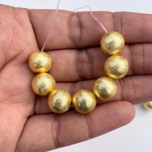 22mm, 24mm Gold Spacer Beads, brushed beads, Round Gold Plated beads for jewelry making, Necklace and Bracelet making spacer balls bead