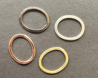 Oval Hoop Connectors, Brushed Metal Links, Jewelry Making Supplies