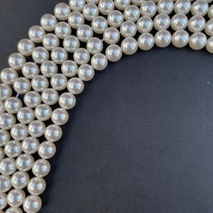 Crystal White 001 650 Genuine Swarovski 5810 Pearls Round Glass Beads jewelry making 2mm, 3mm, 4mm, 5mm, 6mm, 8mm, 10mm, 12mm zdjęcie 8