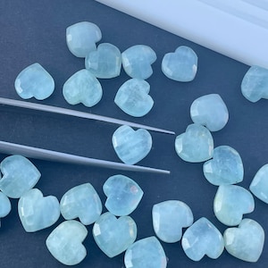 Natural Aquamarine Heart Shape Briolettes Beads 10mm Hand Carved Faceted Gemstone Loose Carving Gemstones Jewelry Making Beads