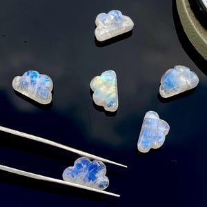 Flashy Rainbow Moonstone Cloud Shape Briolette ,Rainbow Moonstone Smooth Cloud Shape Gemstone, Loose Hand Carved Gemstone, Jewelry Making