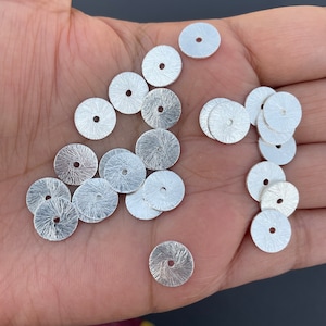 10mm 12mm Silver Flat disc spacer, Silver plated heishi beads,brushed spacer beads for jewelry making disk spacers, heishi spacers SKU-CC012