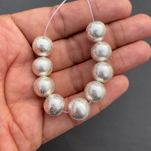 12mm, 14mm Silver Spacer Beads, brushed beads, Round Silver Plated beads for jewelry making, Necklace and Bracelet making spacer balls bead