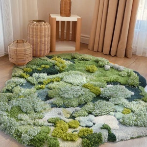 Moss Rugs .Handmade Turfted Wool Rugs Carpets for Living room/Reading Area/Nursery Room/Kid's Room,Custom Rugs for Reading Area