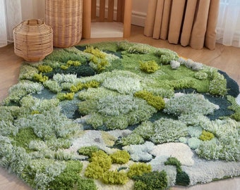Moss Rugs .Handmade Turfted Wool Rugs Carpets for Living room/Reading Area/Nursery Room/Kid's Room,Custom Rugs for Reading Area