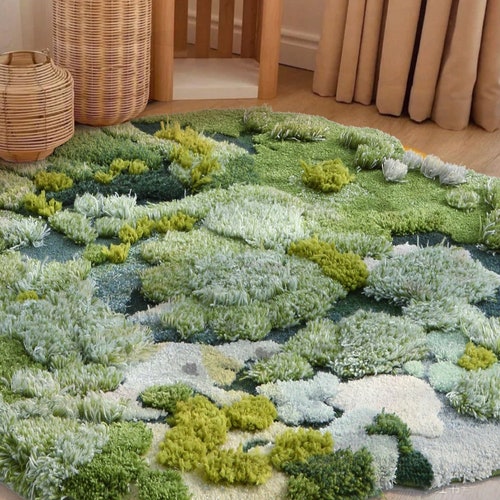 Moss Rugs .handmade Turfted Wool Rugs Carpets for Living Etsy