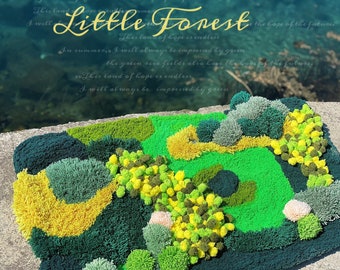 Custom Moss Rug,Forest Rug,Handmade Latch Hook Rug,Custom Rugs,Art Rugs,Forest Rugs Carpet