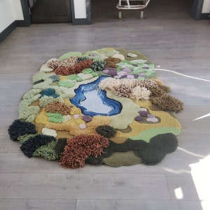 Hand Turfted Woolen Rugs Carpet,Forest and Lake 3D Area Turfting Rugs ,Kid&#39;s Play Reading  Rug,Custom Carpets /Rugs