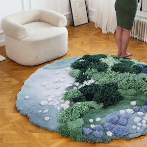 Foerest 3D Area Rug,Hand Turfted Wool Rugs,Turfting Rugs Carpet,Moss Rug,Meadows Carpet ,Kid's Play Rug Carpet, Customized Rugs