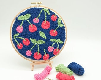 Beginner Punch Needle Kit,DIY Punch Embroidery Kit with Punch Needle Fabric Yarn Rug Embroidery Hoop, DIY Craft Gift,Gift for her