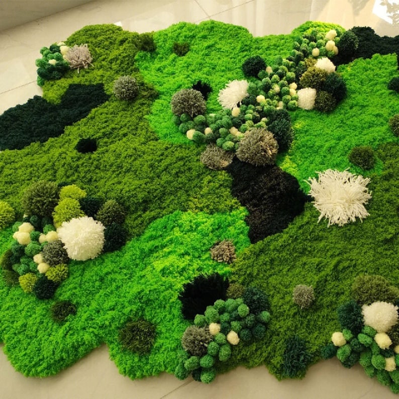 Handmade Green Moss Rug: Abstract Forest Latch Hook Rug - Etsy