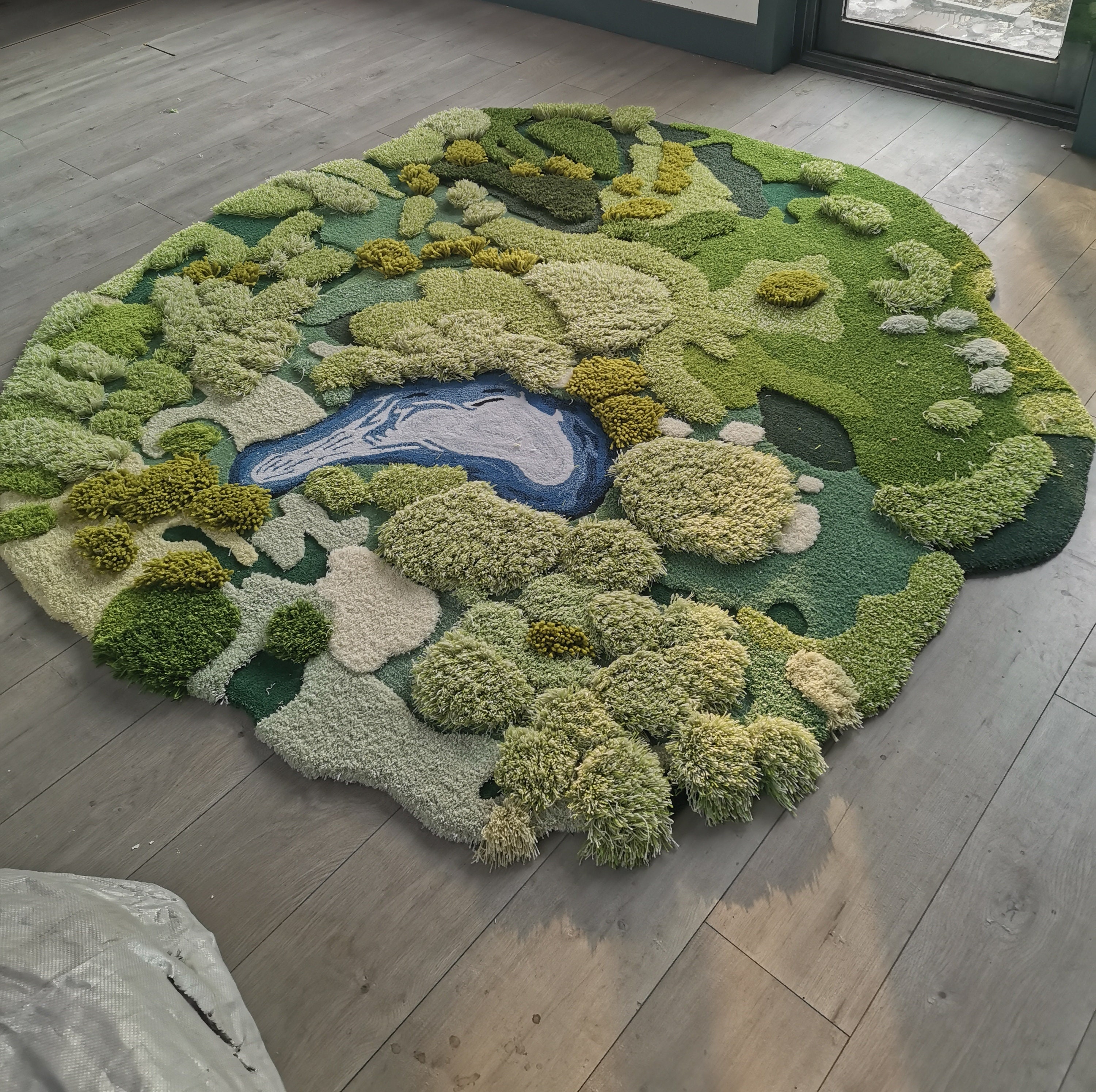DAVINRICH 3D Garden Moss Carpet Tufting Wool Hand Made High-class Luxury  Irregular Rugs Art Mat