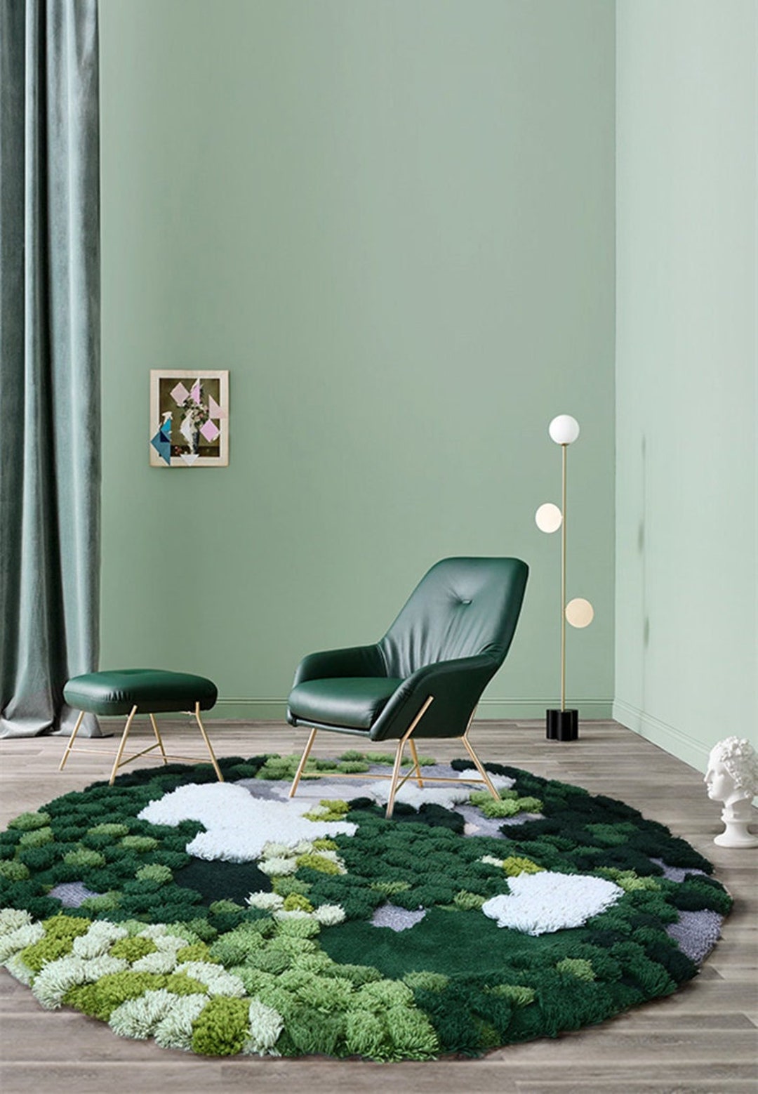 Custom Moss Wool Rug handmade Rugs Carpet Turfted Wool Rugs Etsy