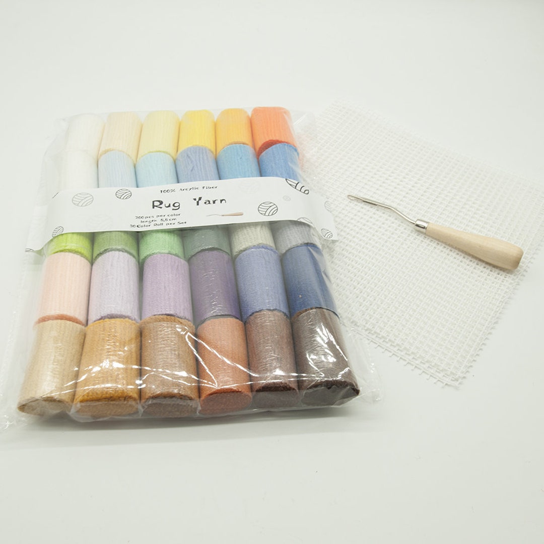Latch Hook Yarn Precut 30 Assorted Colors Wool Yarn Set for Tapestry Knotted Rug Making Kits