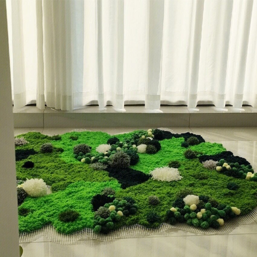 Handmade Green Moss Rug: Abstract Forest Latch Hook Rug - Etsy