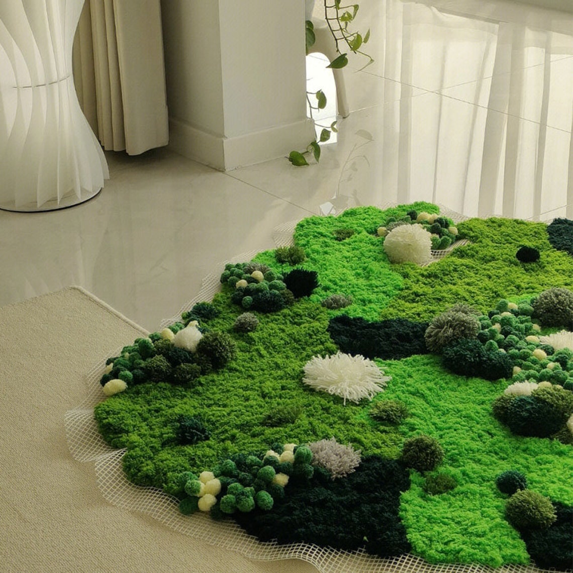 Handmade Green Moss Rug: Abstract Forest Latch Hook Rug - Etsy