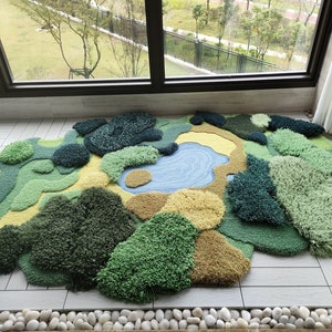 Custom 3D Tufted Area Rugs  ,Handmade Wool Rug,Forest Grass Turfted Art Rugs,Moss Rug,Kid's Play Carpet,Lingving Room Nursery Rugs,