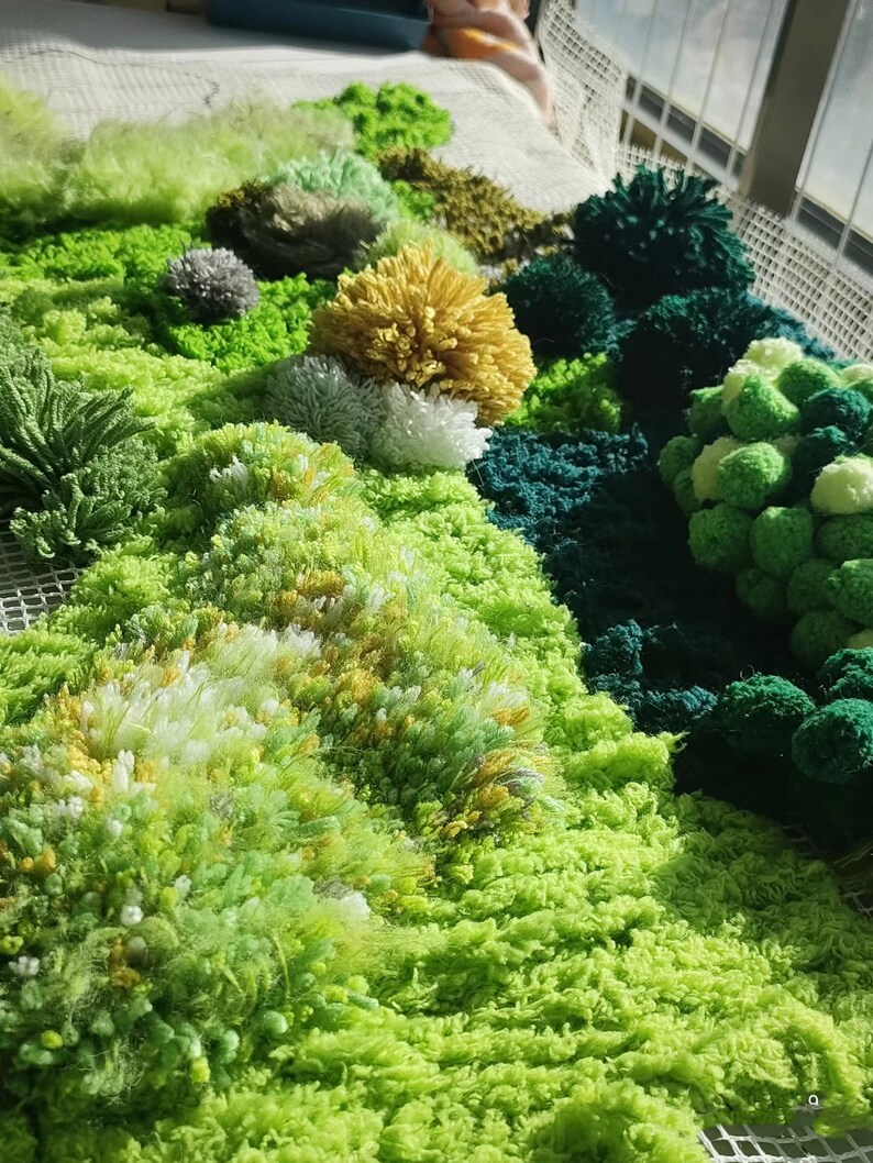 Handmade Latch Hook Rugsgreen Moss Rug Custom Rugsart Etsy UK
