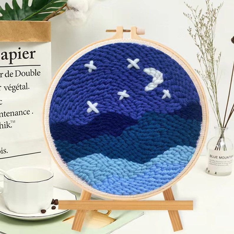 Punch Needle Kit Punch Embroidery Full Kit With Pattern Yarns Etsy