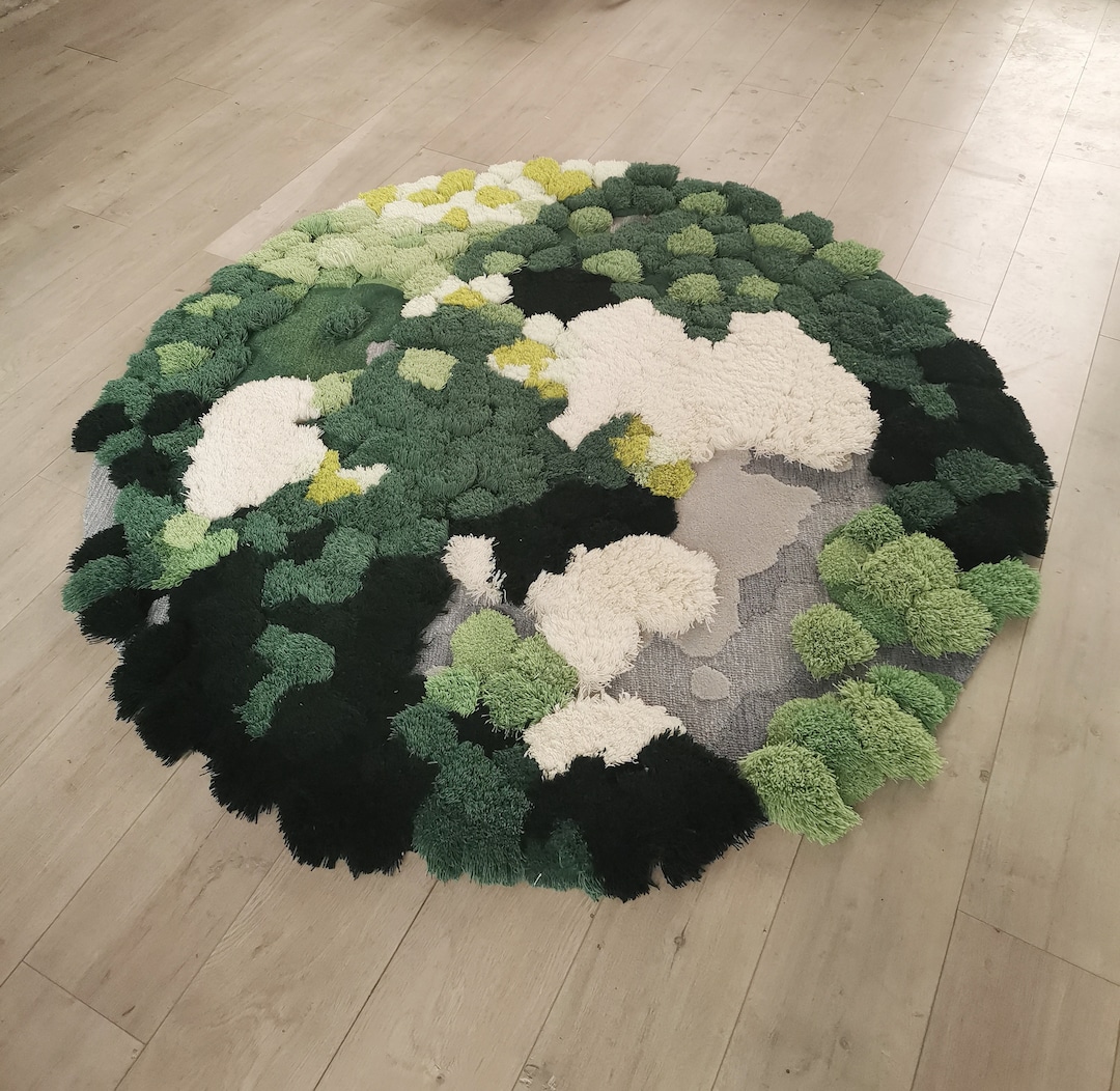 3D Green Grass Moss Rug Handmade Rugs Carpet, Turfted Wool Rugs for ...