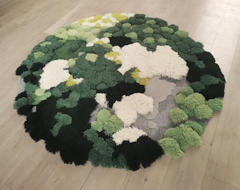 3D Green Grass Moss Rug  Handmade Rugs Carpet, Turfted Wool Rugs for Living Room kids' Room Reading Room,Custom Moss Wool Rug Area Rug