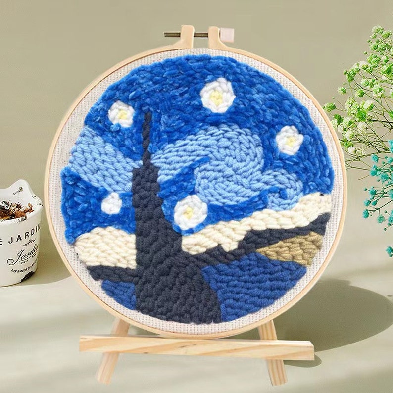 Punch Needle Kit Punch Embroidery Full Kit With Pattern Yarns Etsy