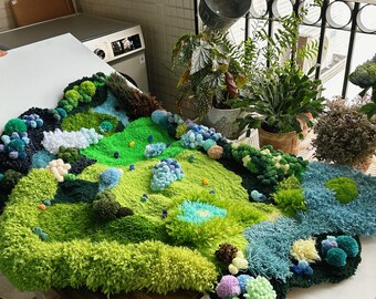 Green Grass Carpet Moss Rug,hand Hooked Moss Rugs/carpets Green Grass Carpet Moss Rug,hand Hooked Moss Rugs/carpets