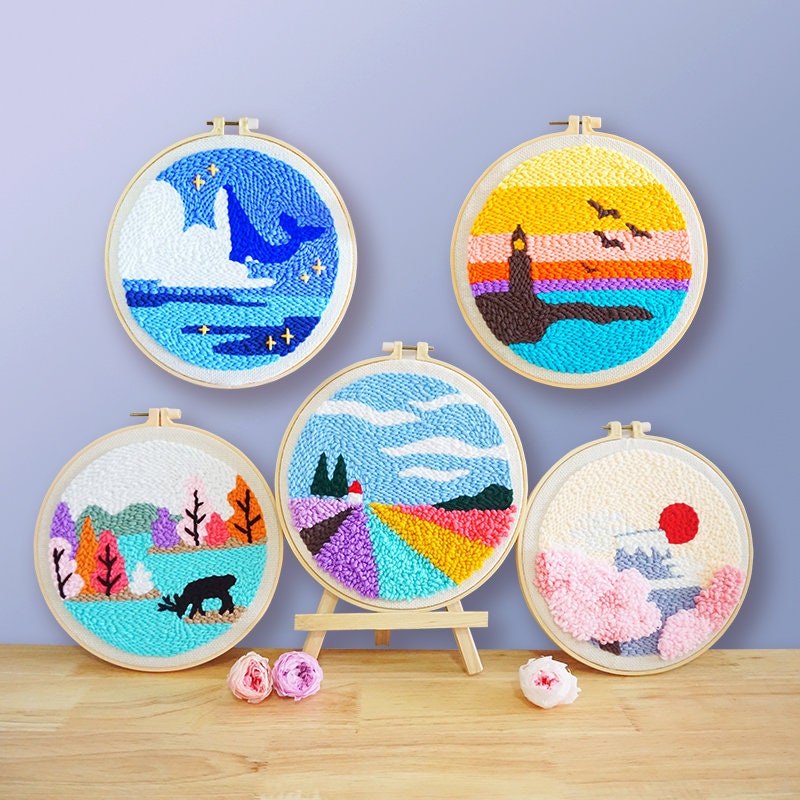 Punch Needle Rug Kit for Beginnersdiy Punch Embroidery Full Etsy