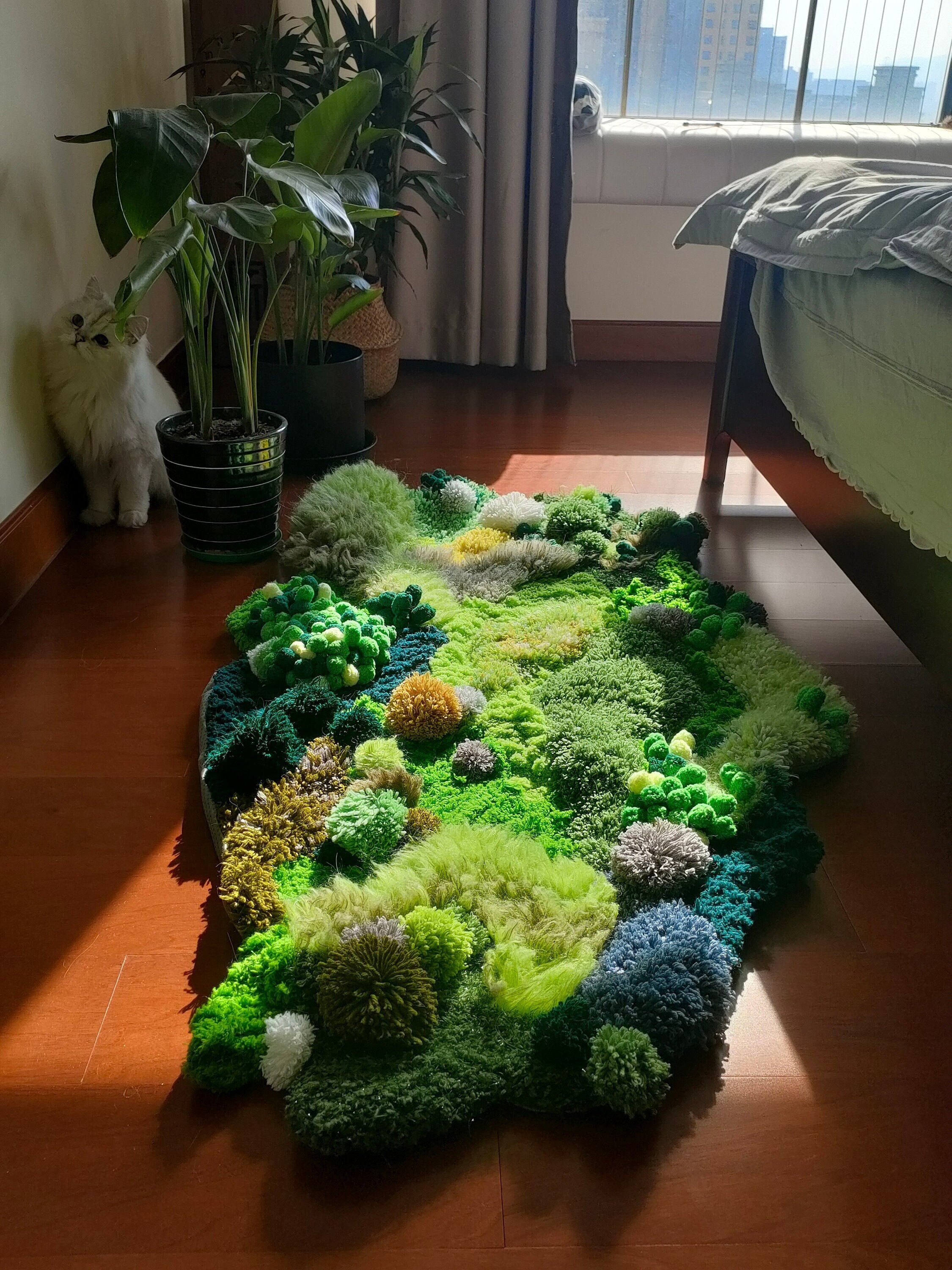 Handmade Latch Hook Moss Rug: Green Abstract Art Rug - Etsy Canada