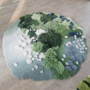 Monet Garden Turfted Rug, Area Rug,Hand Turfted Wool Rugs,Moss Rug,Meadows Carpet ,Kid's Play Rug Carpet, Customized Rugs