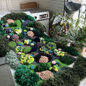 Hand Hooked Green Moss Rug: Abstract Meadow Carpet, Custom Rug - Etsy