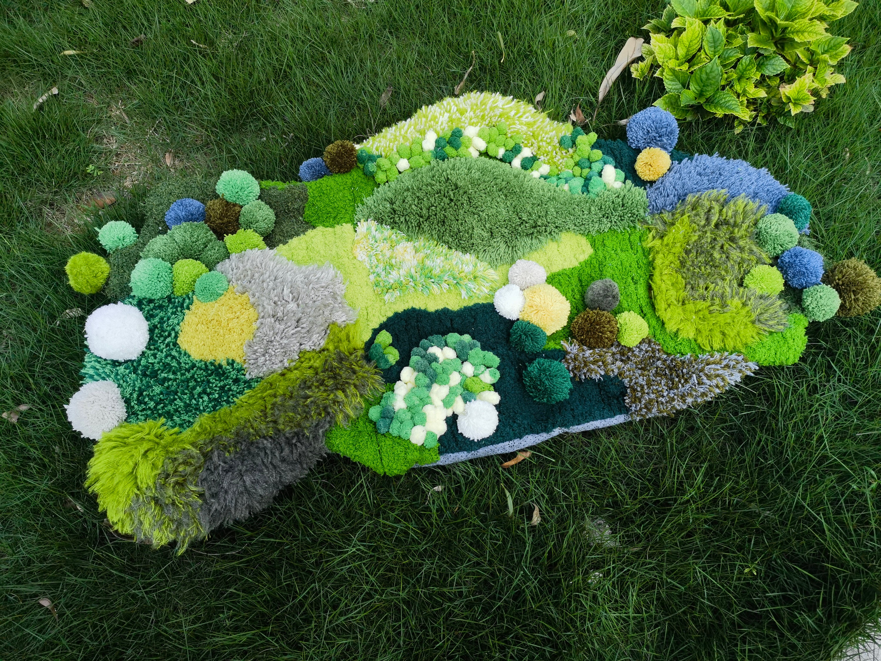 DAVINRICH 3D Garden Moss Carpet Tufting Wool Hand Made High-class