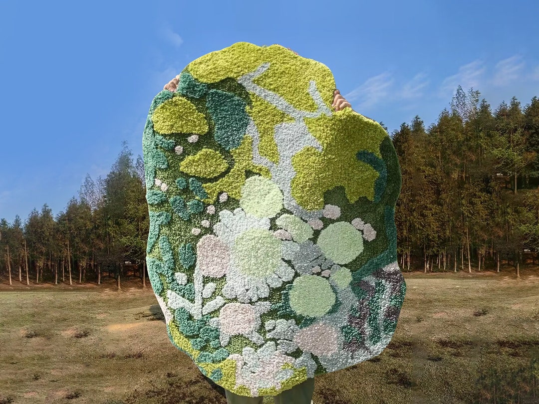 Green and Pink Moss Rug, Fluffy Rug,soft 3D Area Rug for Living/kid's